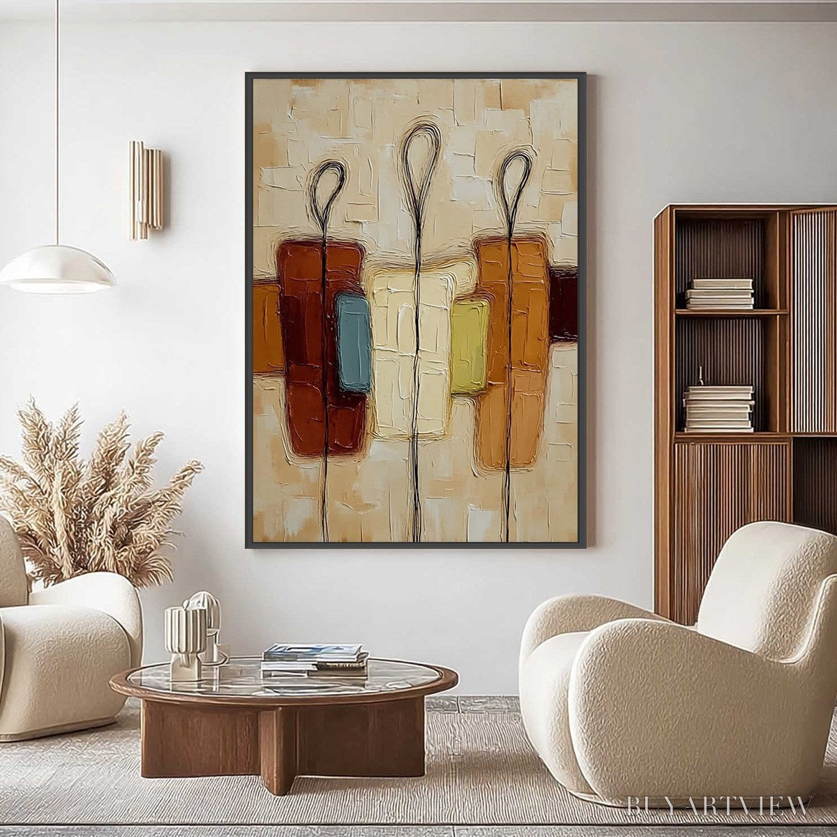 ARTOVITAS Kinship – Textured Abstract Figurative Painting of Three People - image 4