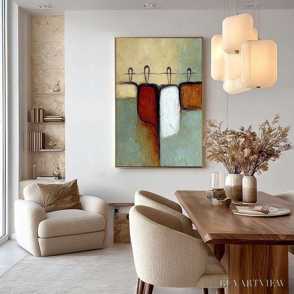 ARTOVITAS Gathering – Textured Wabi Sabi Abstract Figurative Painting - image 4
