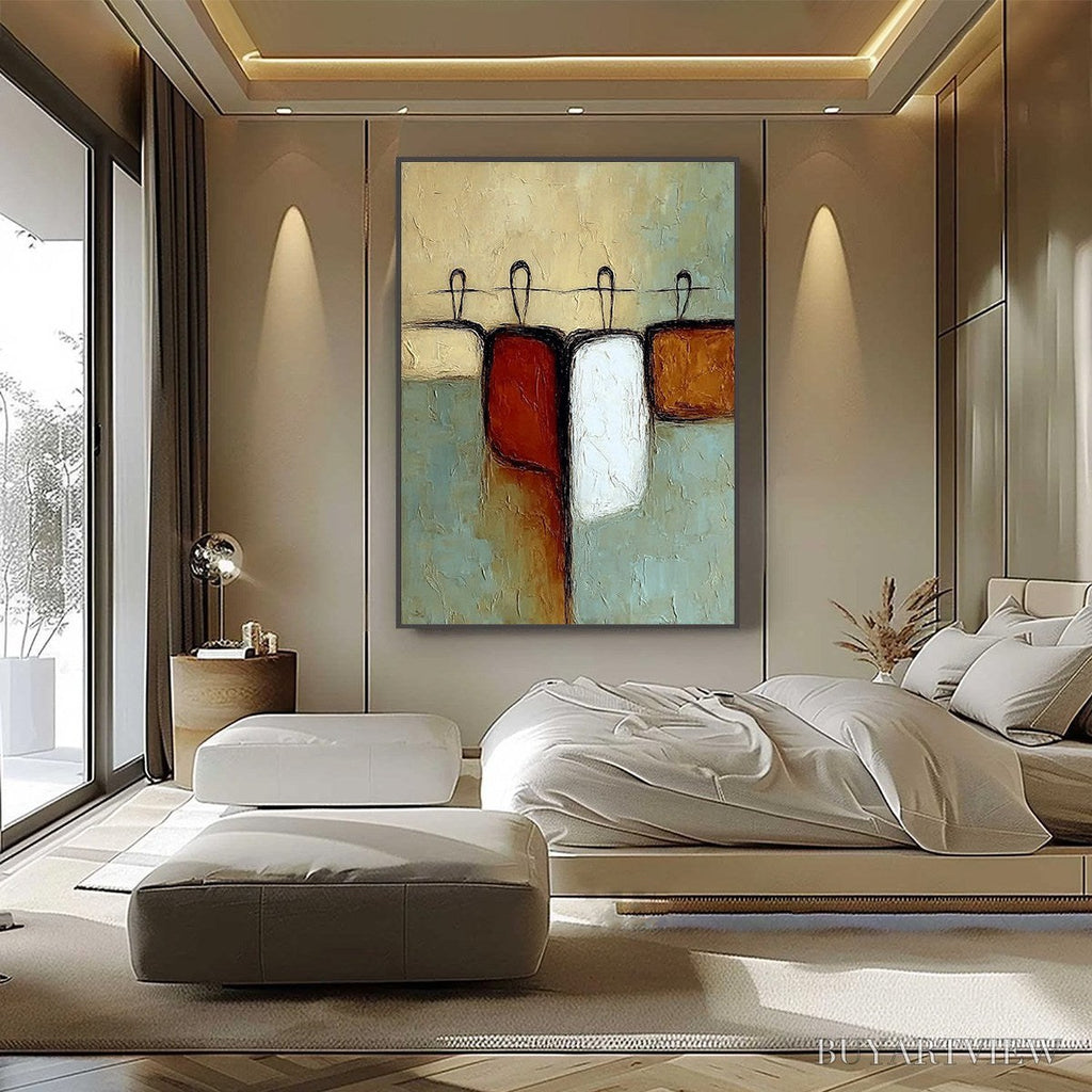 ARTOVITAS Gathering – Textured Wabi Sabi Abstract Figurative Painting - image 6