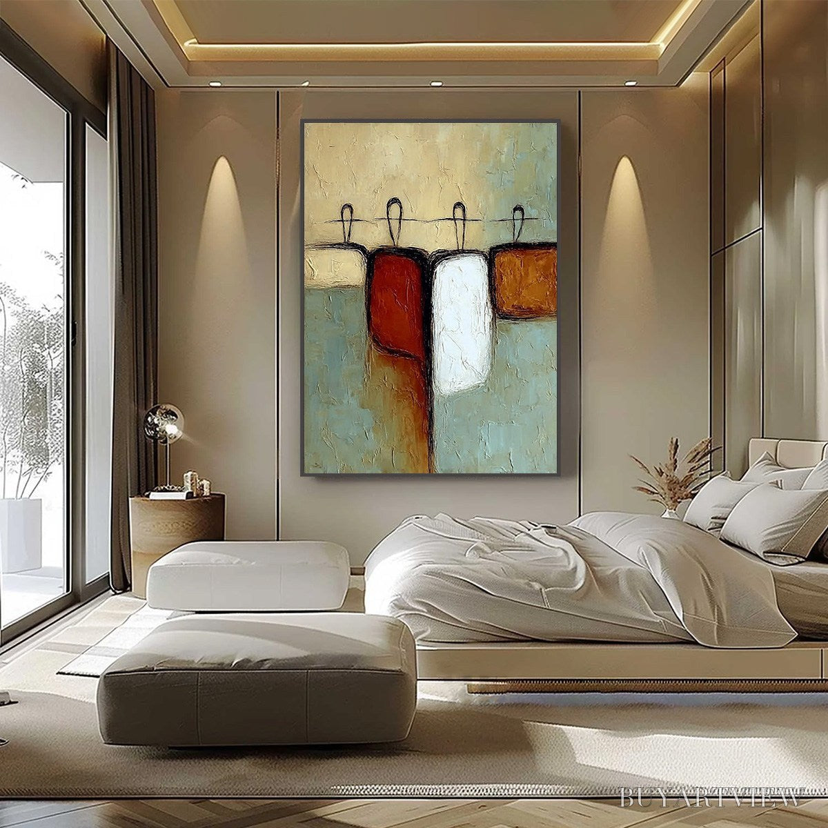ARTOVITAS Gathering – Textured Wabi Sabi Abstract Figurative Painting - image 6