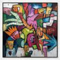 ARTOVITAS Urban Mosaic – Colorful Abstract Figurative Crowd Painting - image 1