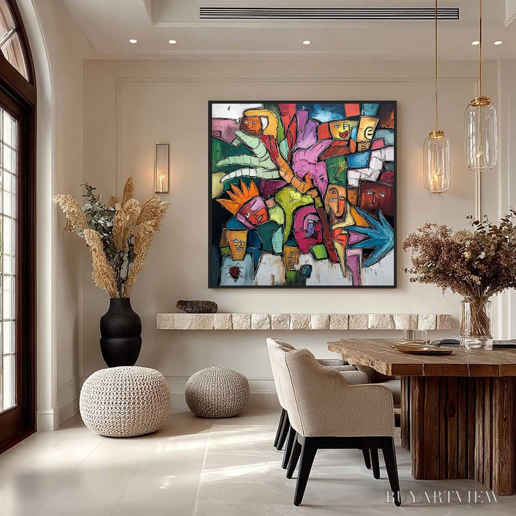 ARTOVITAS Urban Mosaic – Colorful Abstract Figurative Crowd Painting - image 4