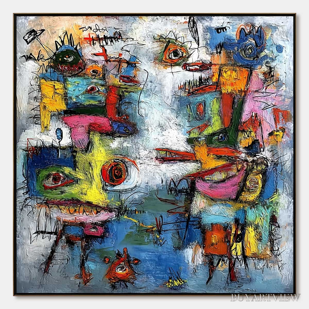 ARTOVITAS Confrontation – Vibrant Abstract Figurative Expressionist Painting - image 1