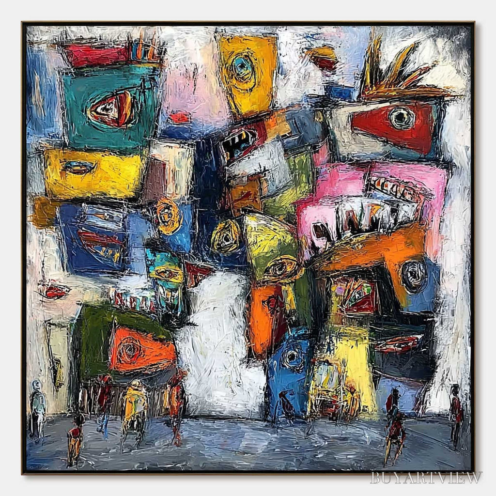 ARTOVITAS Confrontation-Vibrant-Abstract-Figurative-Expressionist-Painting - image 1