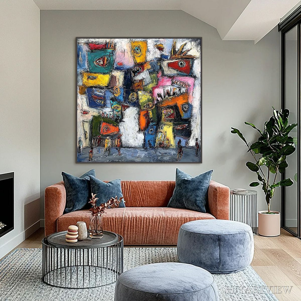 ARTOVITAS Confrontation-Vibrant-Abstract-Figurative-Expressionist-Painting - image 2