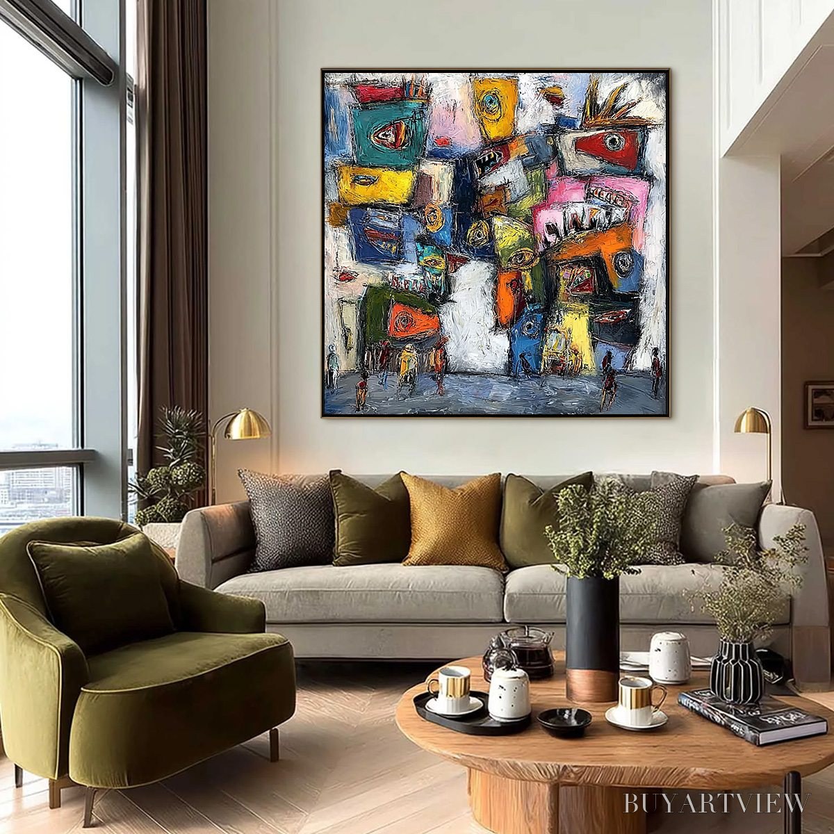 ARTOVITAS Confrontation-Vibrant-Abstract-Figurative-Expressionist-Painting - image 6