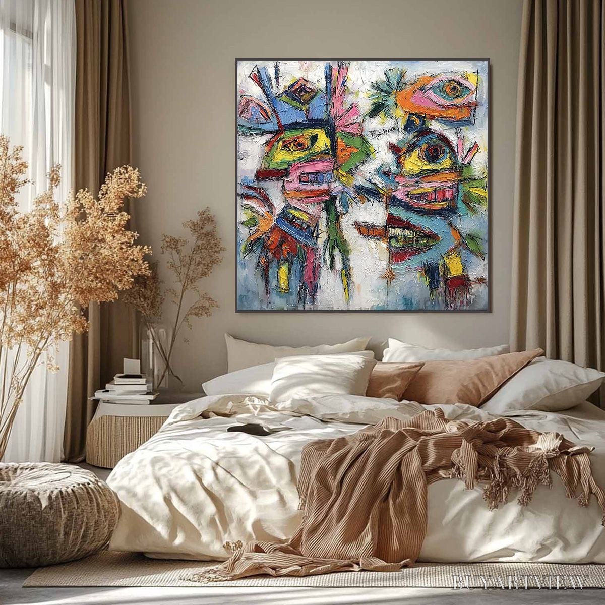 ARTOVITAS Conversation Pieces – Vibrant Textured Abstract Figurative Painting - image 2
