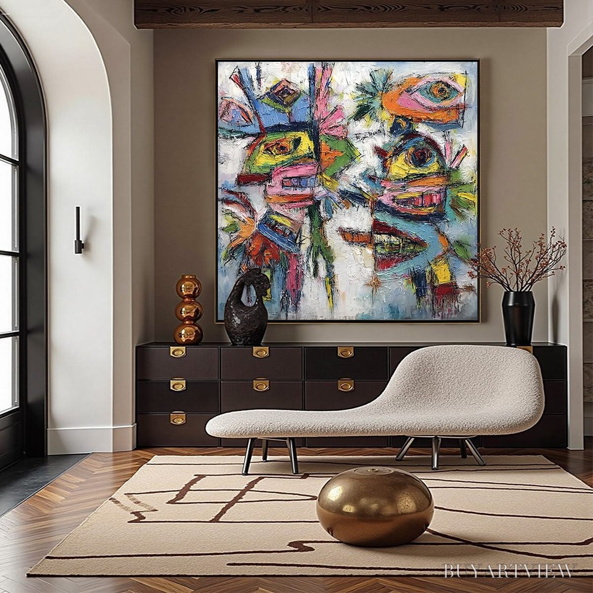 ARTOVITAS Conversation Pieces – Vibrant Textured Abstract Figurative Painting - image 4