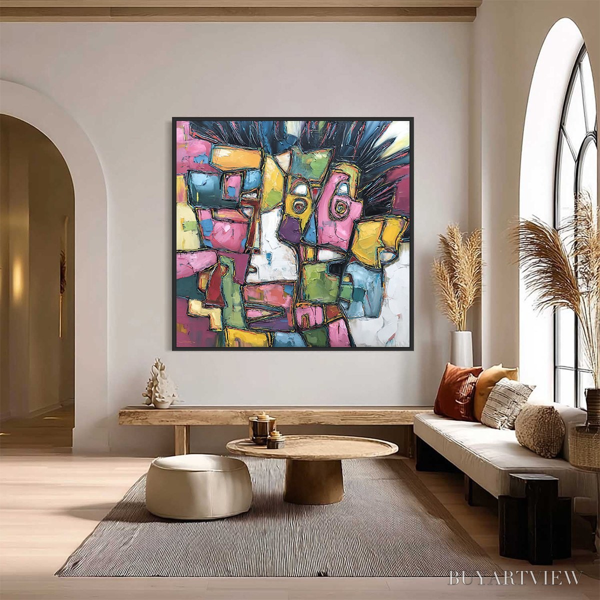 ARTOVITAS Conversations in Color – Large Colorful Abstract Impasto Figurative Painting - image 2