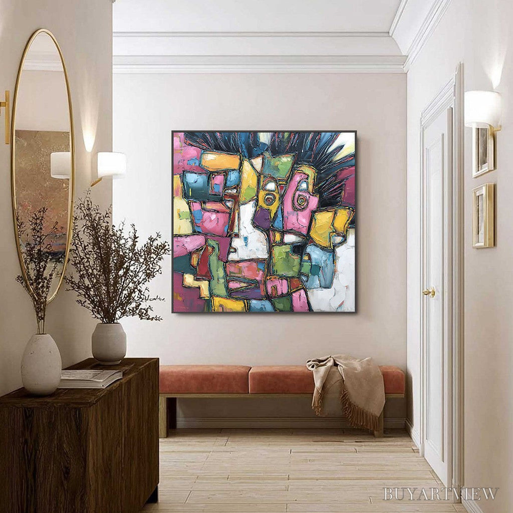 ARTOVITAS Conversations in Color – Large Colorful Abstract Impasto Figurative Painting - image 6
