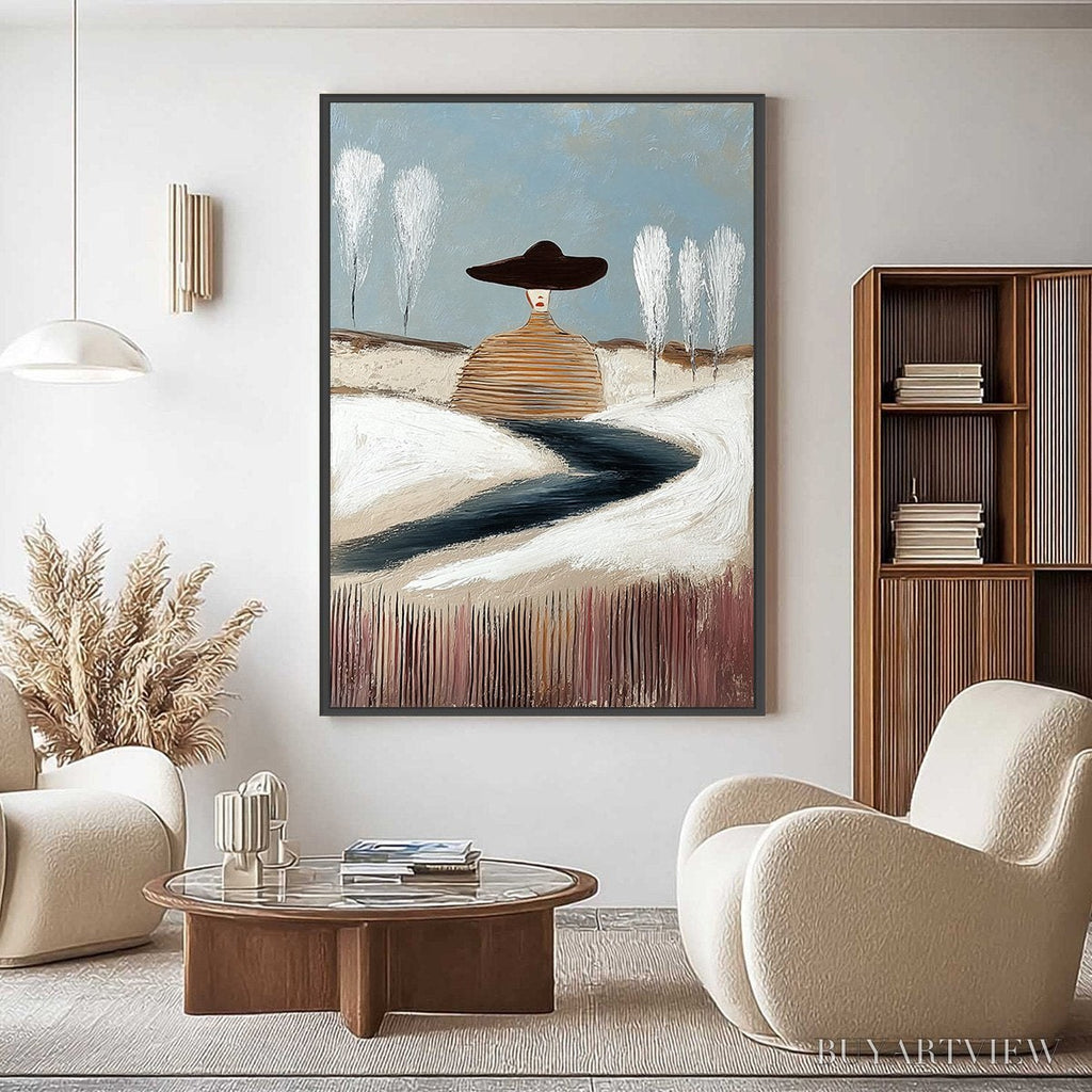 ARTOVITAS Solitude – Textured Figurative Painting of a Woman in a Winterscape - image 2