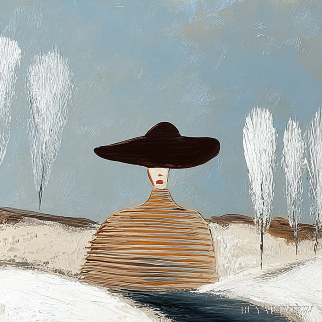 ARTOVITAS Solitude – Textured Figurative Painting of a Woman in a Winterscape - image 3