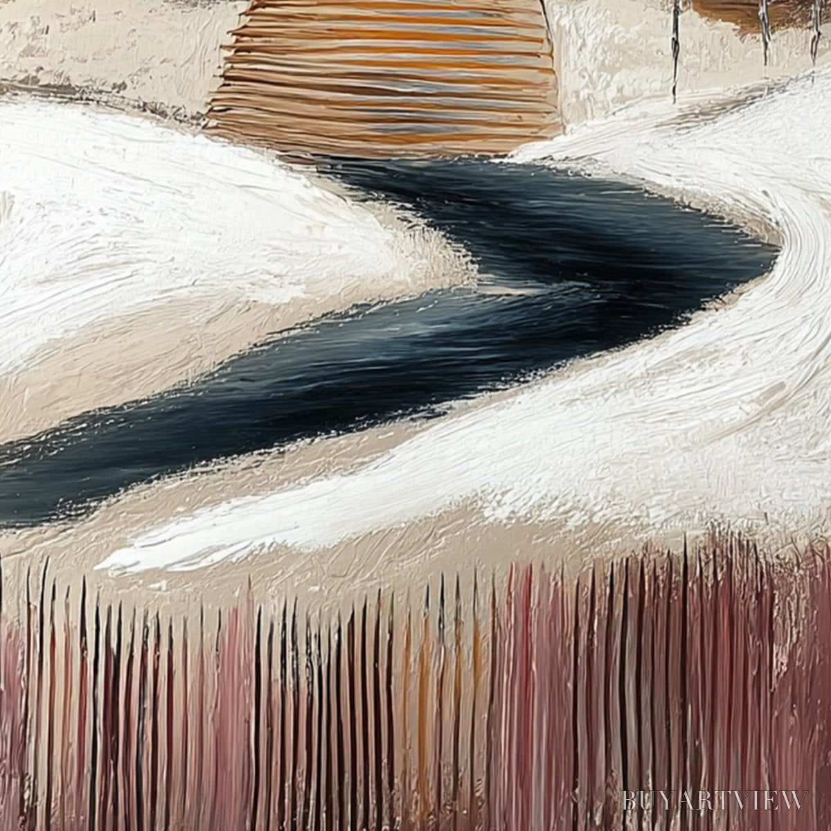 ARTOVITAS Solitude – Textured Figurative Painting of a Woman in a Winterscape - image 5