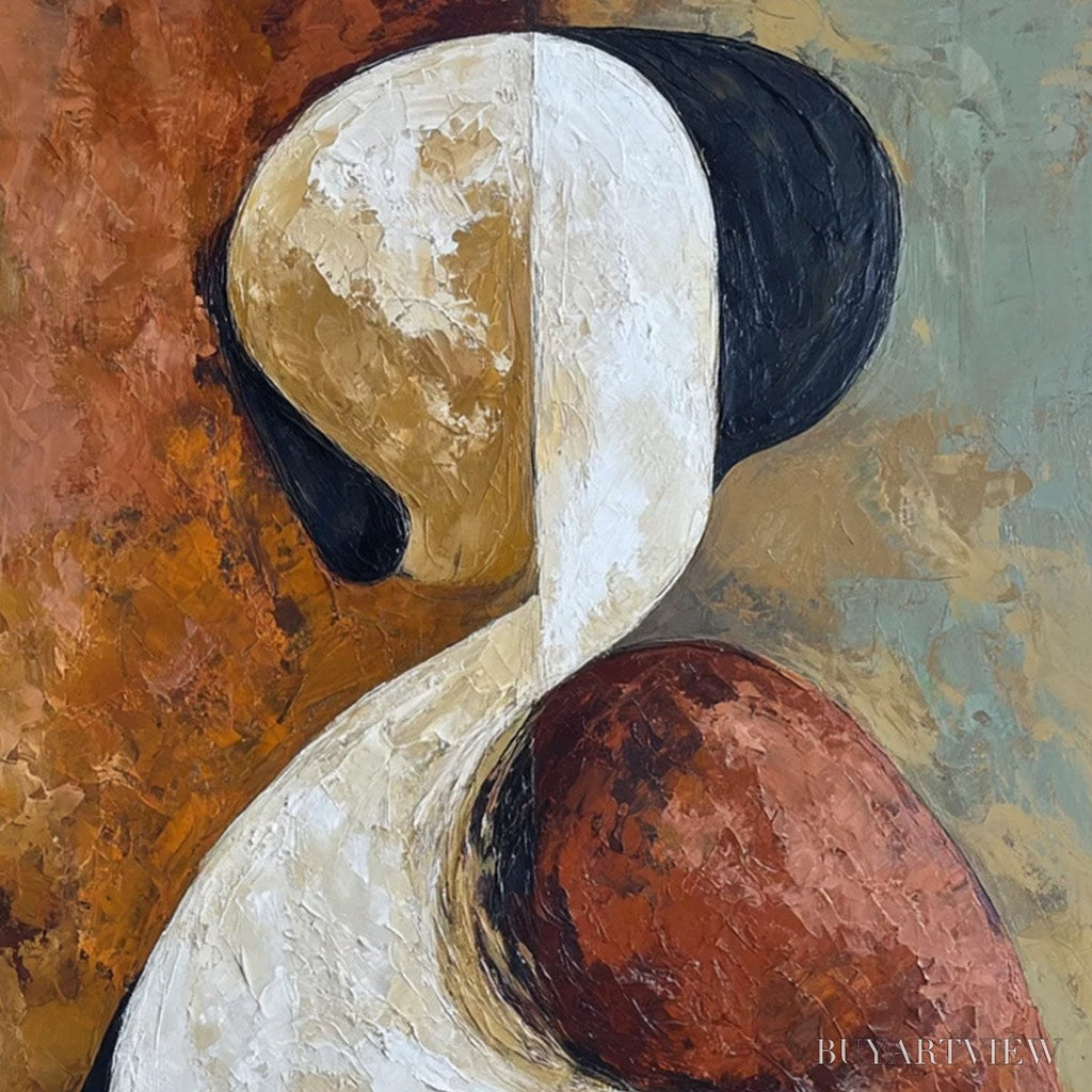 ARTOVITAS Unity – Textured Abstract Figurative Oil Painting of Embracing Forms - image 3