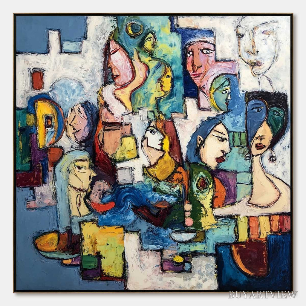 ARTOVITAS Conversations – Colorful Abstract Figurative People Painting - image 1