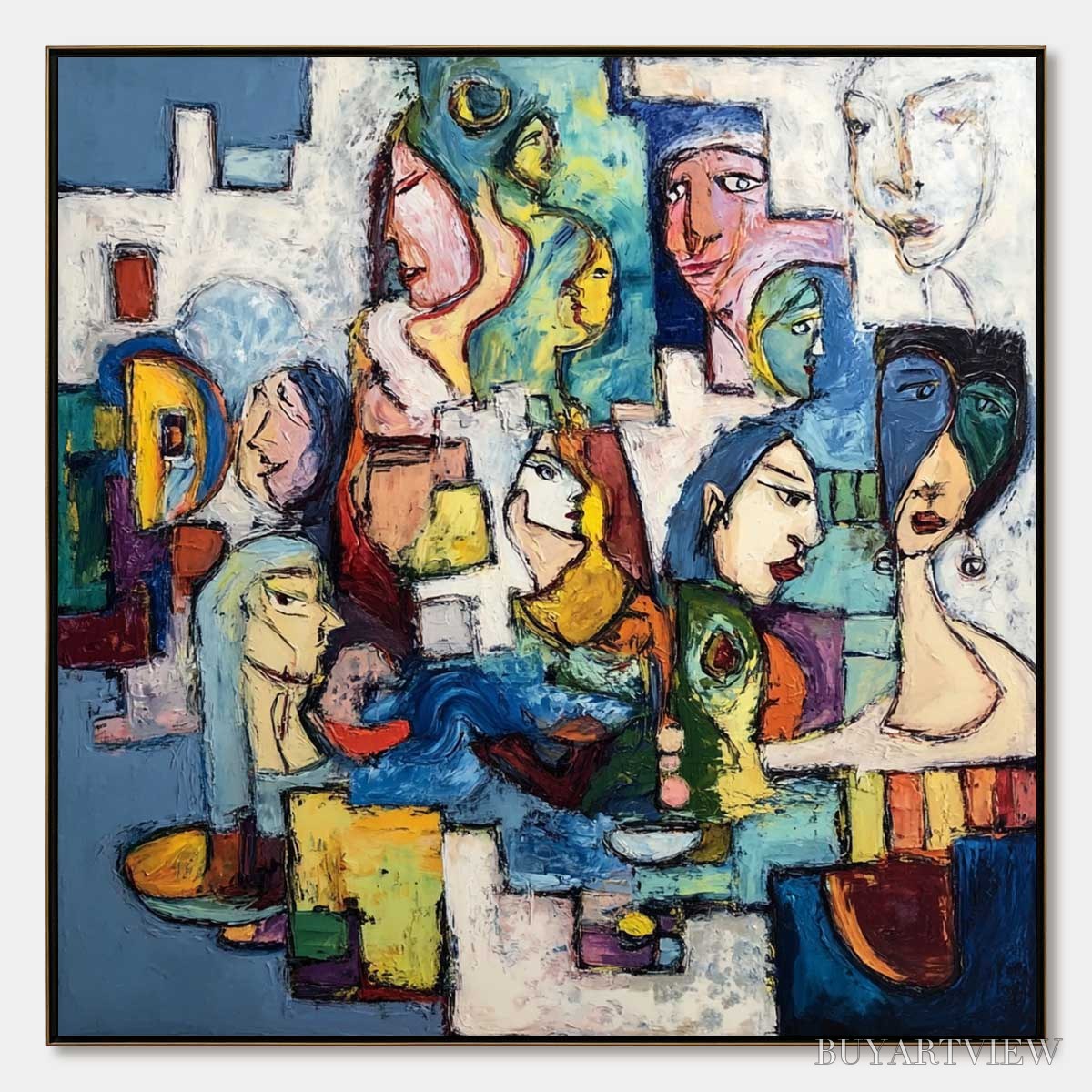 ARTOVITAS Conversations – Colorful Abstract Figurative People Painting - image 1