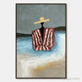 ARTOVITAS Seaside Reverie – Textured Abstract Figurative Painting by the Sea - image 1
