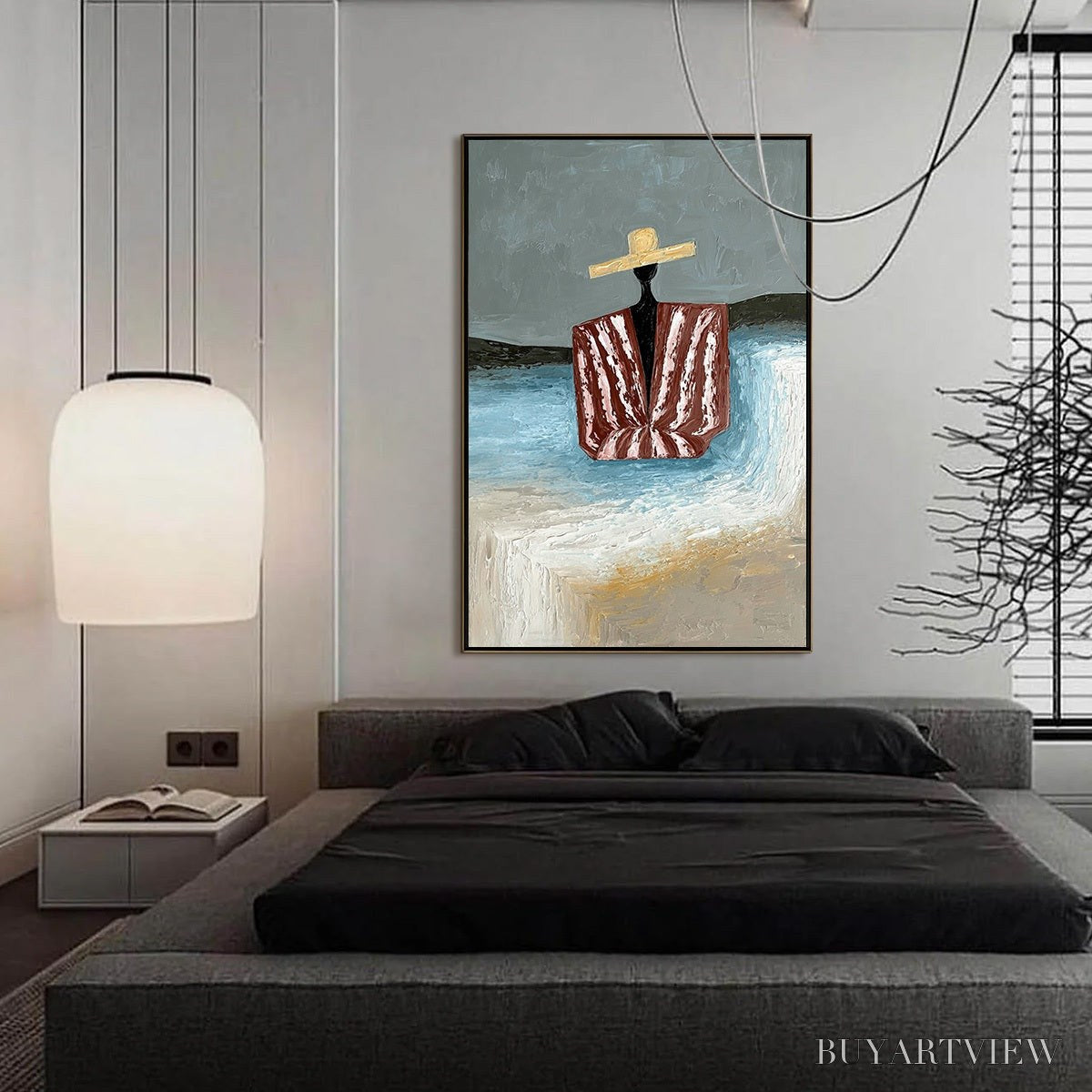 ARTOVITAS Seaside Reverie – Textured Abstract Figurative Painting by the Sea - image 4