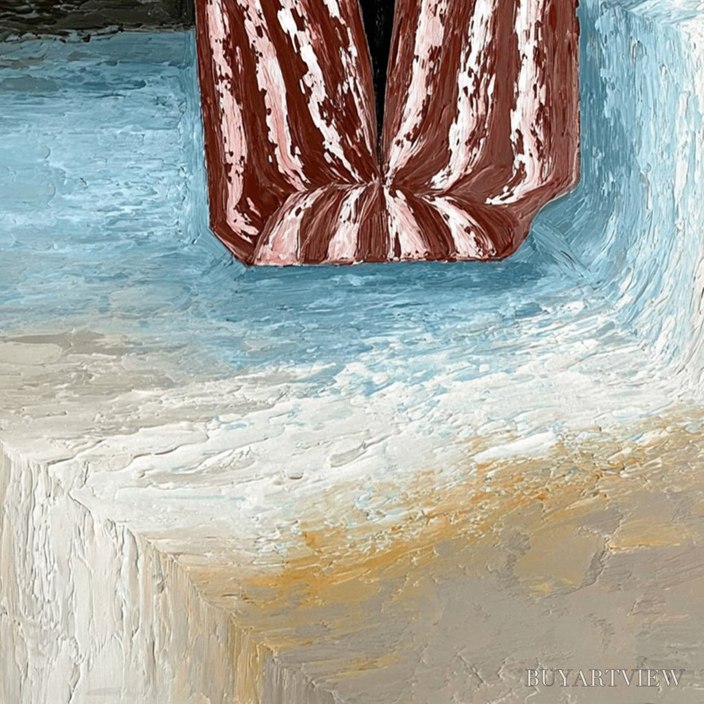 ARTOVITAS Seaside Reverie – Textured Abstract Figurative Painting by the Sea - image 5