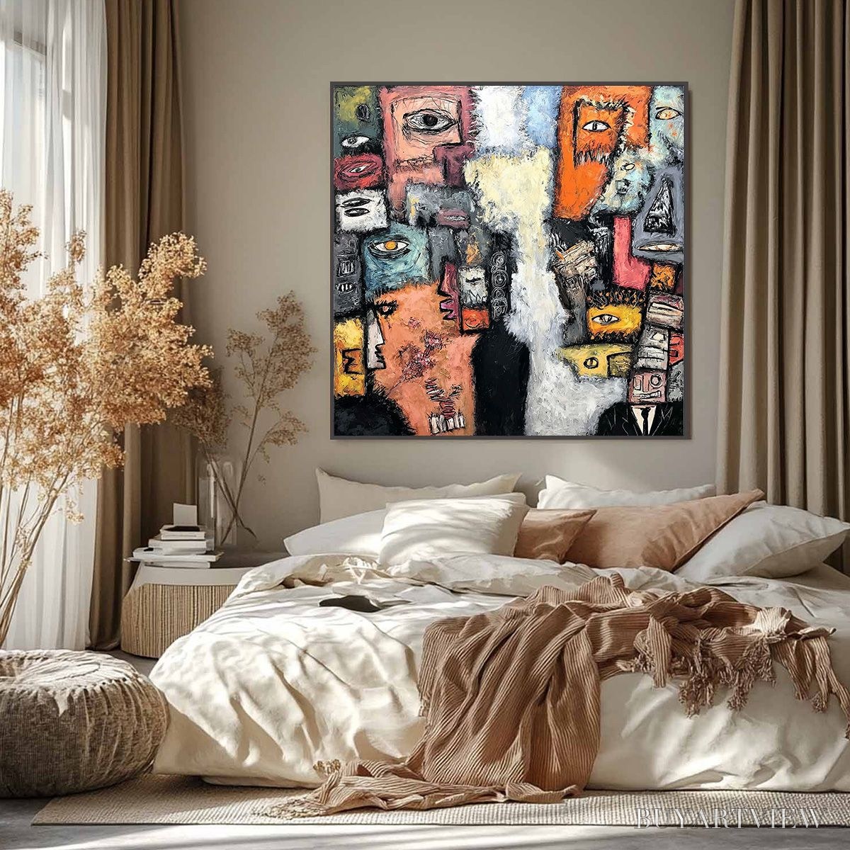 ARTOVITAS the Watchers – Large Square Abstract Figurative - image 2
