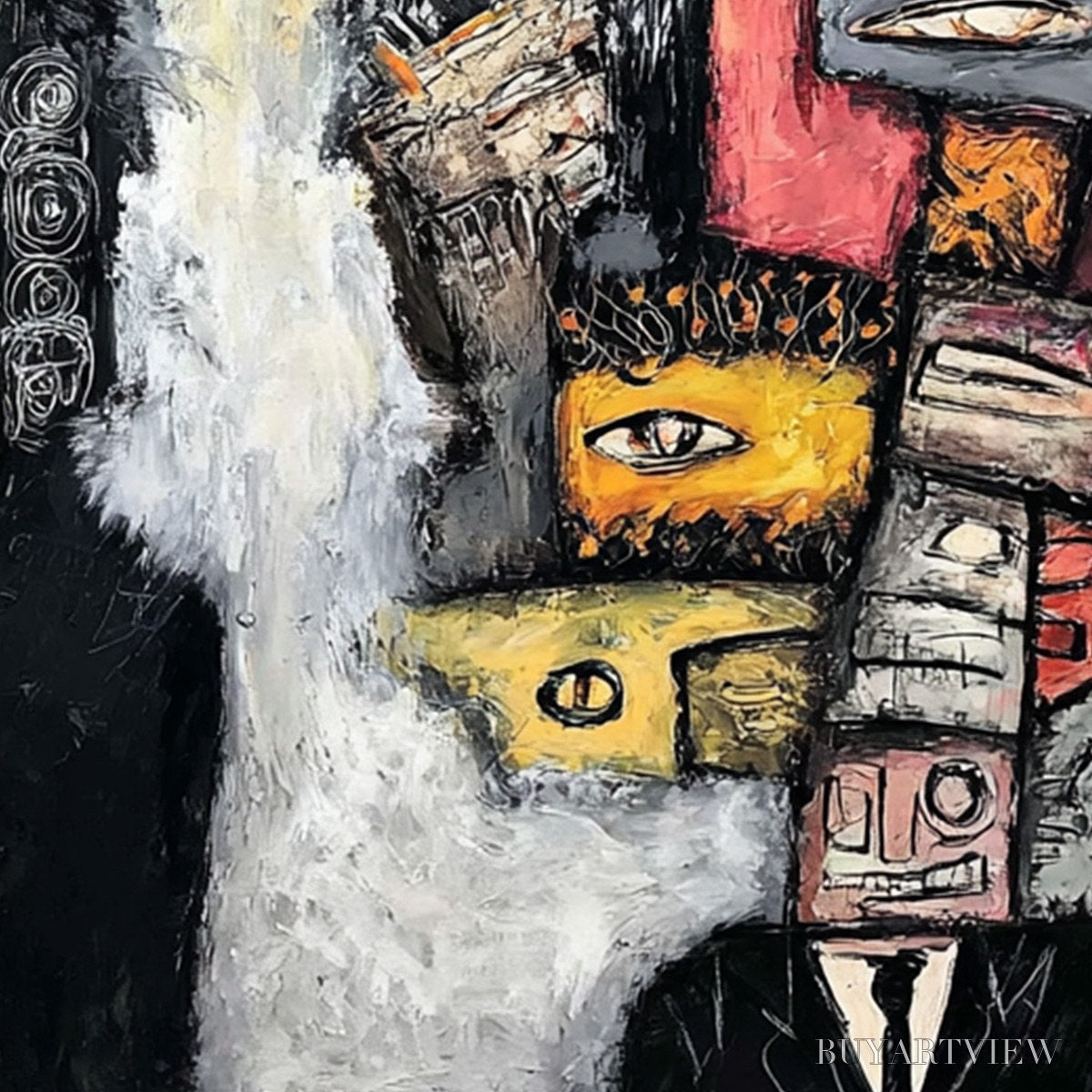 ARTOVITAS the Watchers – Large Square Abstract Figurative - image 3