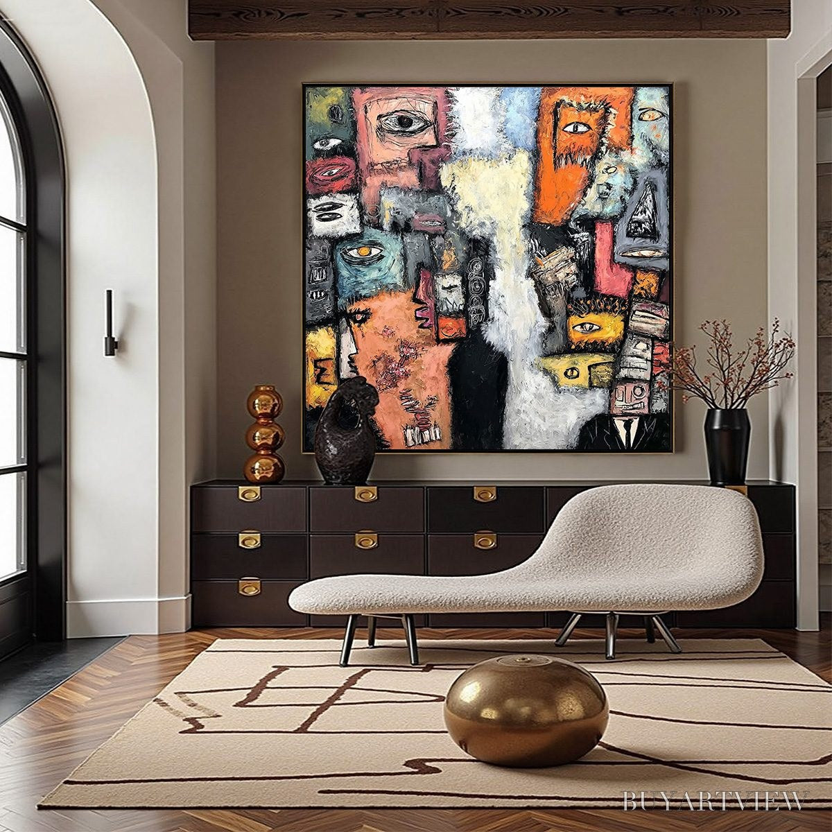 ARTOVITAS the Watchers – Large Square Abstract Figurative - image 4