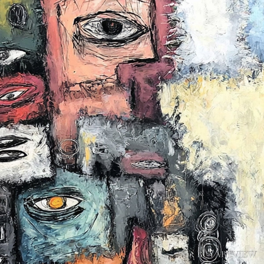 ARTOVITAS the Watchers – Large Square Abstract Figurative - image 5