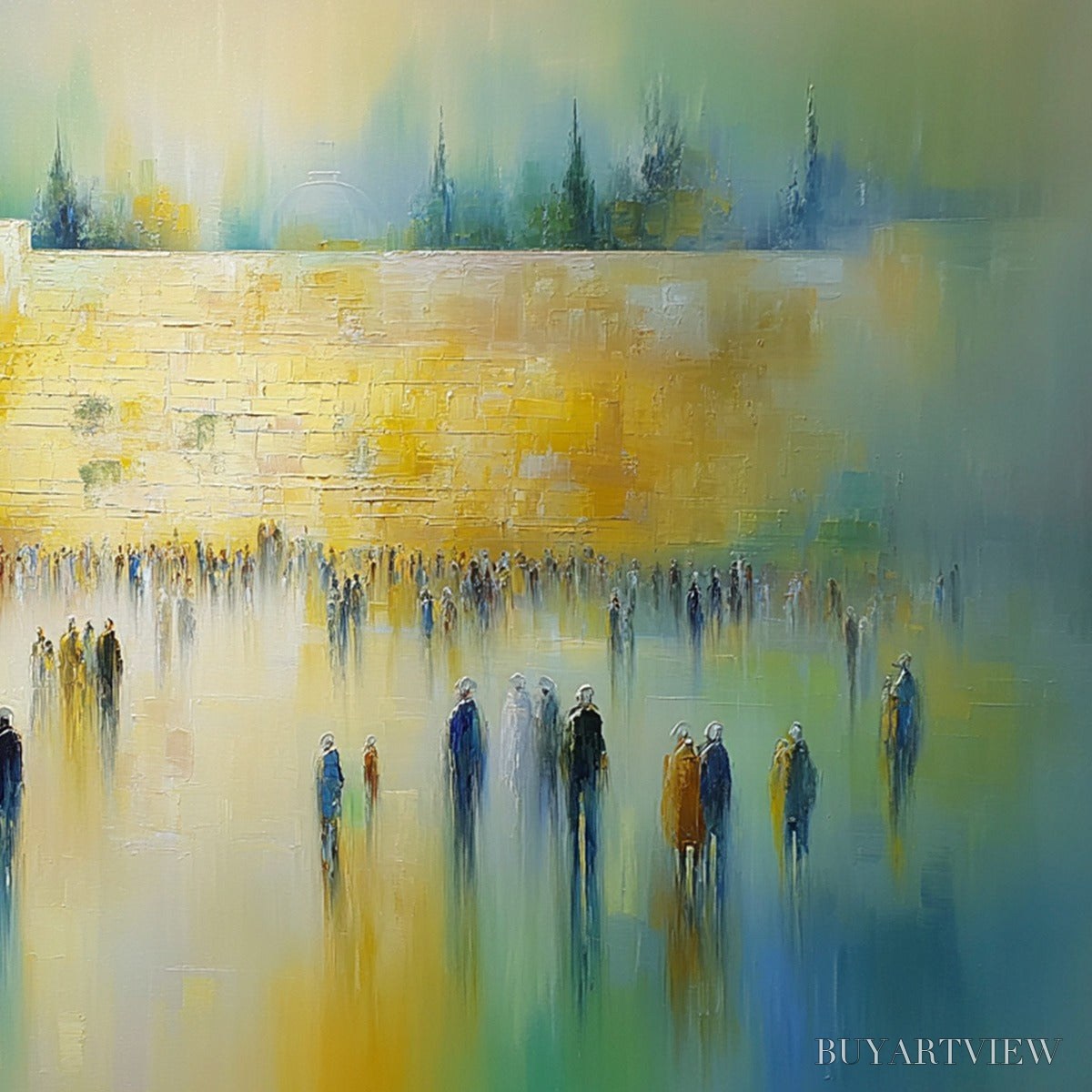 ARTOVITAS Echoes of Eternity – Abstract Figurative Cityscape Oil Painting - image 3