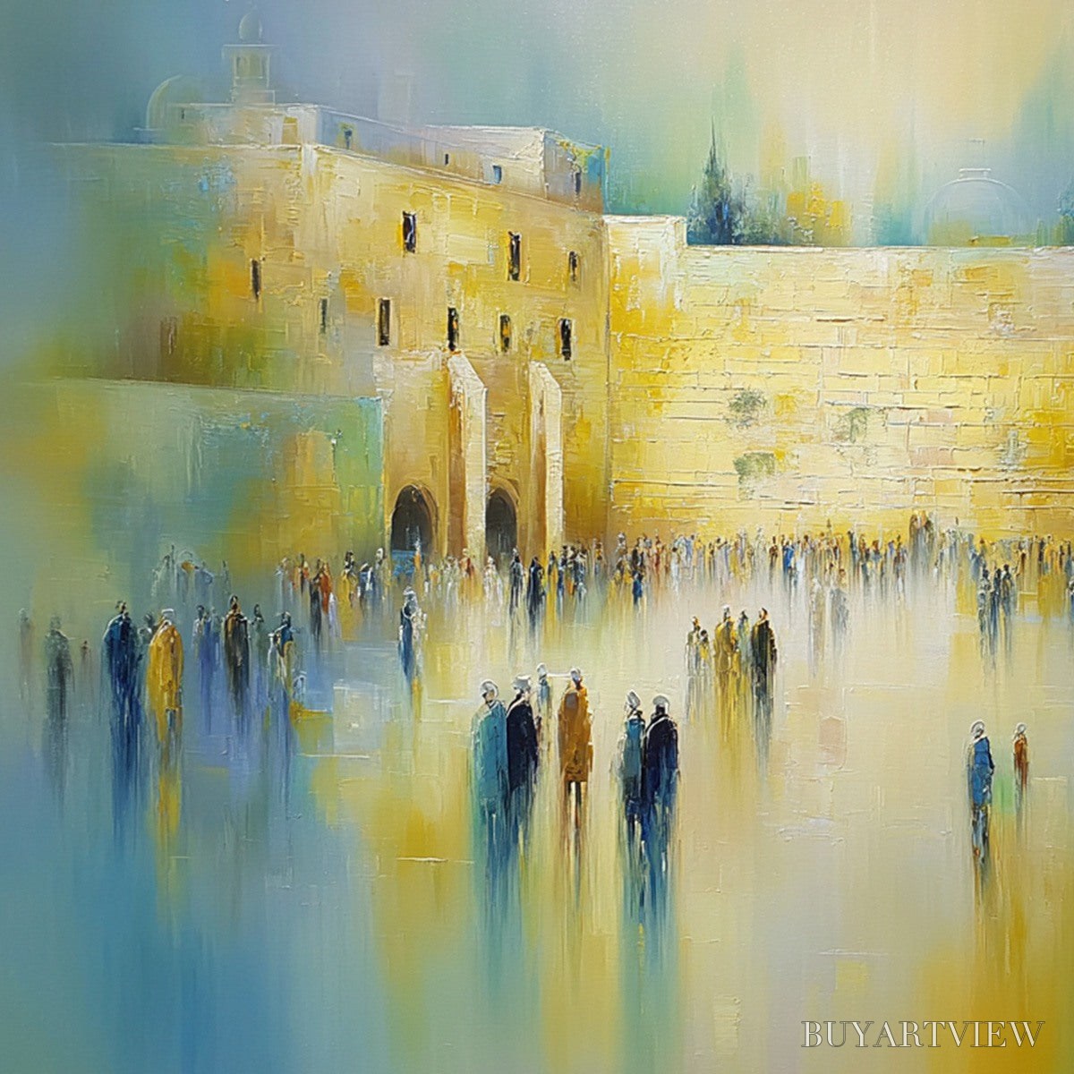 ARTOVITAS Echoes of Eternity – Abstract Figurative Cityscape Oil Painting - image 5