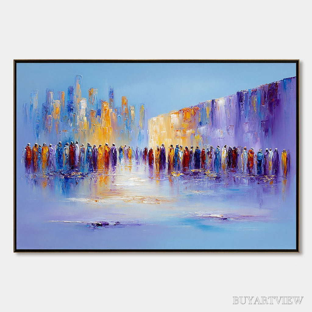ARTOVITAS Convergence – Abstract Figurative Cityscape Palette Knife Painting - image 1