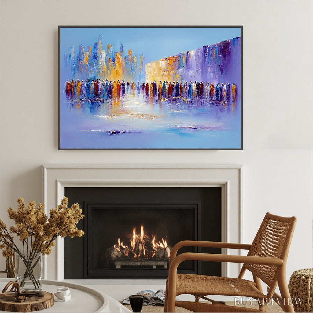 ARTOVITAS Convergence – Abstract Figurative Cityscape Palette Knife Painting - image 2