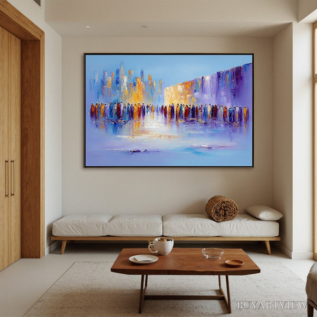 ARTOVITAS Convergence – Abstract Figurative Cityscape Palette Knife Painting - image 4