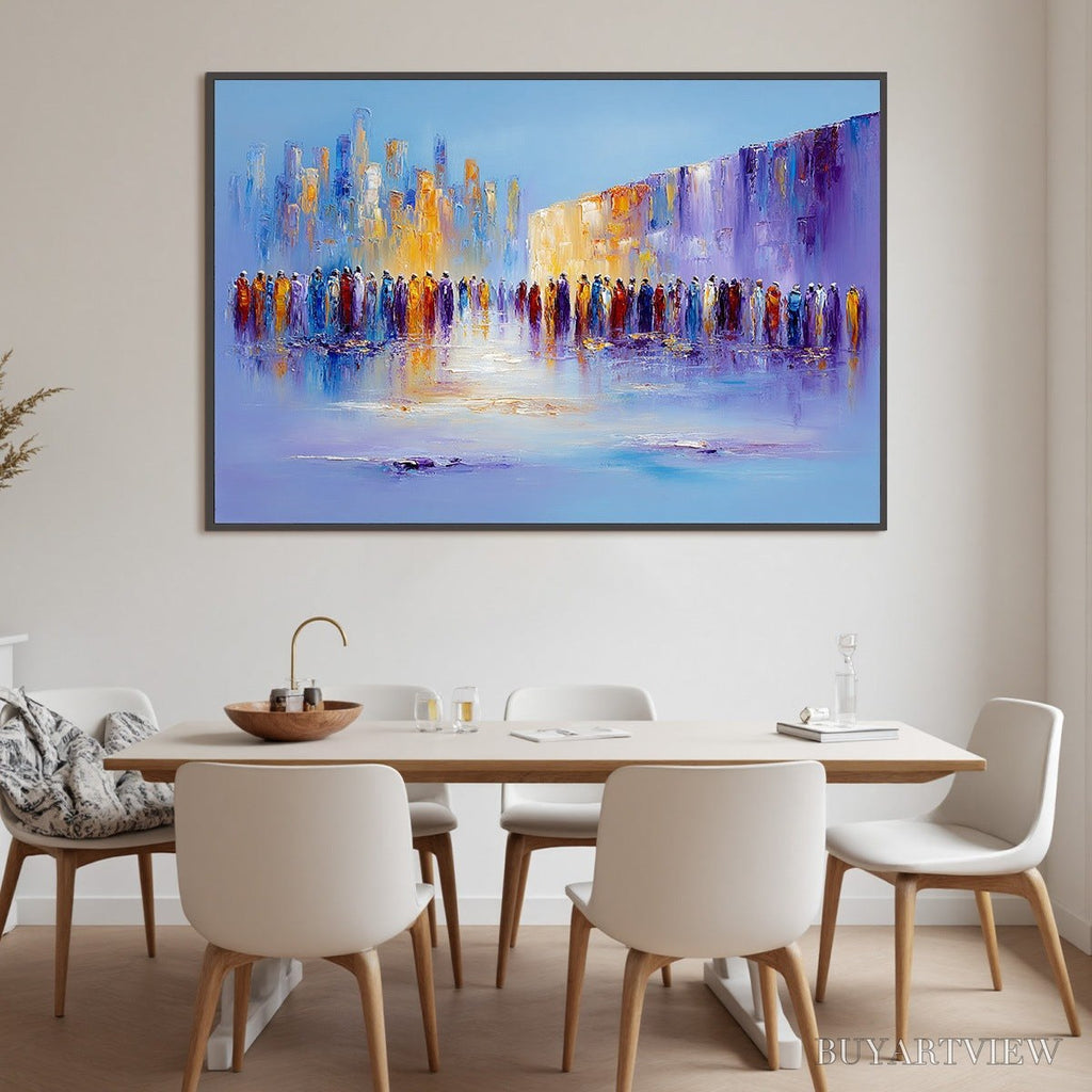ARTOVITAS Convergence – Abstract Figurative Cityscape Palette Knife Painting - image 6