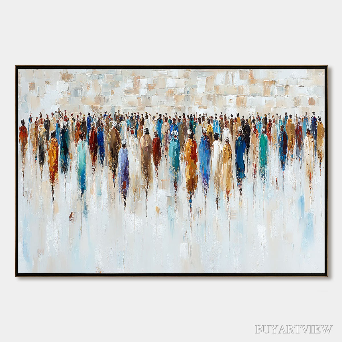 ARTOVITAS Convergence – Textured Abstract Figurative Crowd Painting - image 1
