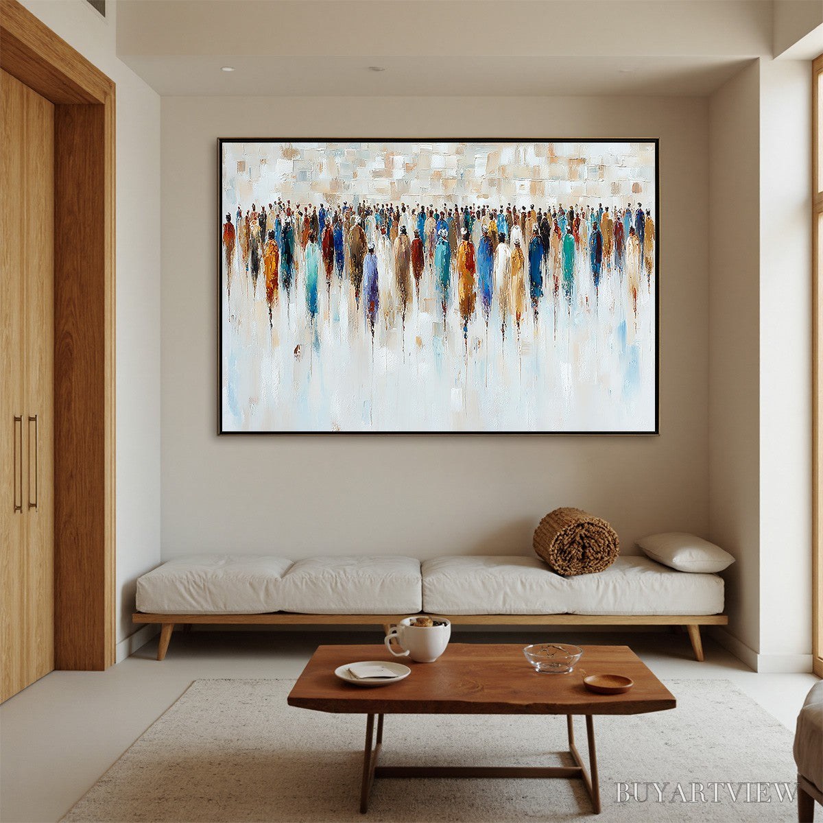 ARTOVITAS Convergence – Textured Abstract Figurative Crowd Painting - image 2