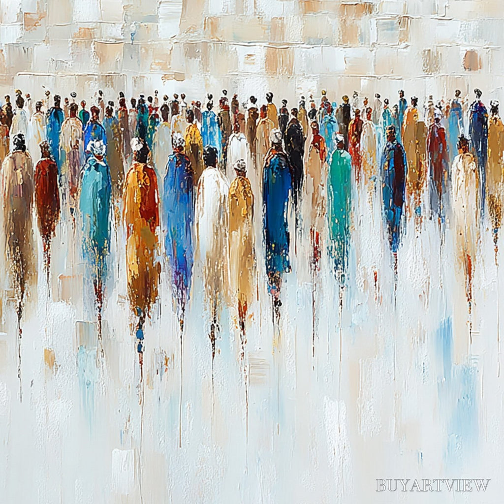 ARTOVITAS Convergence – Textured Abstract Figurative Crowd Painting - image 3