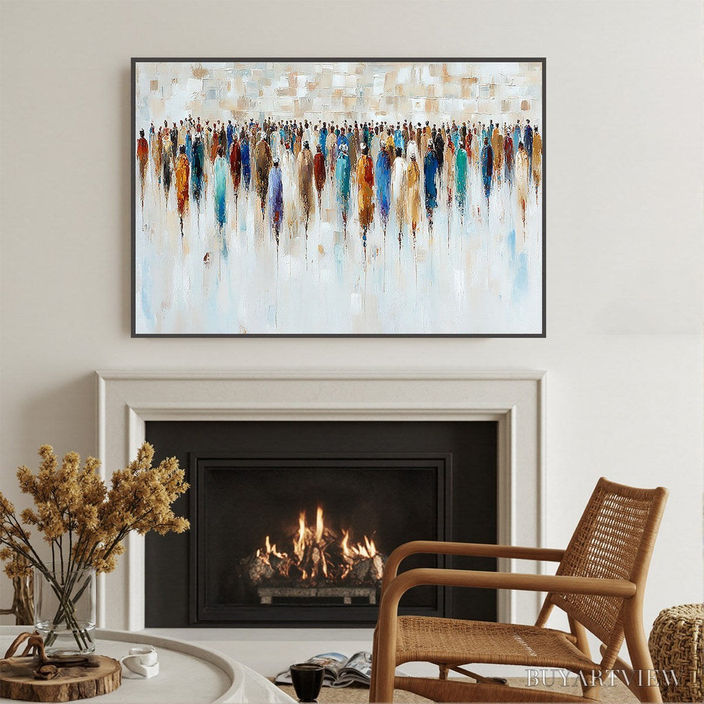 ARTOVITAS Convergence – Textured Abstract Figurative Crowd Painting - image 4