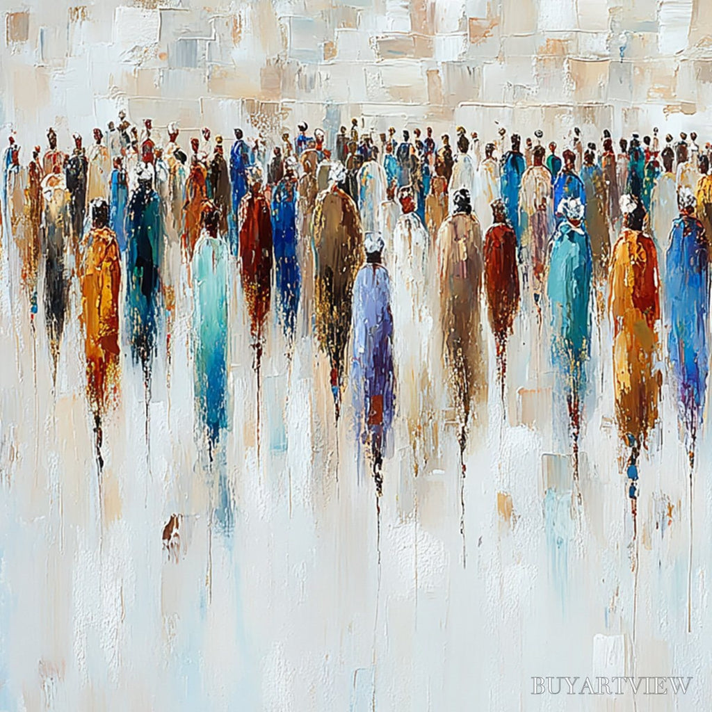 ARTOVITAS Convergence – Textured Abstract Figurative Crowd Painting - image 5