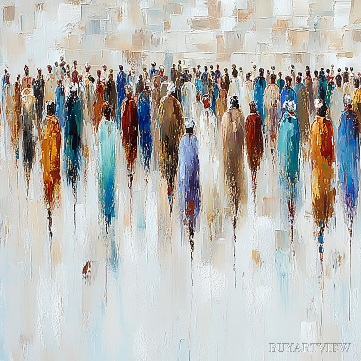 ARTOVITAS Convergence – Textured Abstract Figurative Crowd Painting - image 5