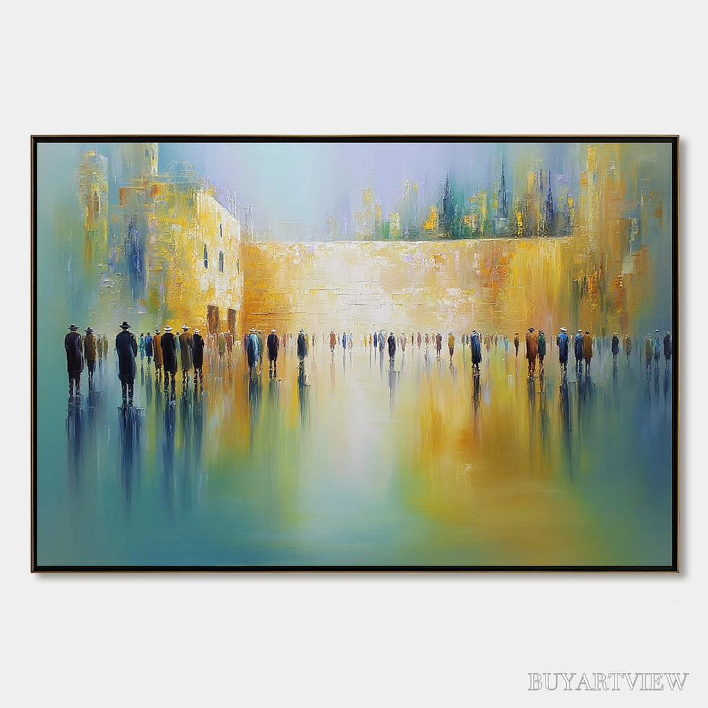 ARTOVITAS Echoes of Eternity – Large Figurative Cityscape Oil Painting of a Historic Wall - image 1