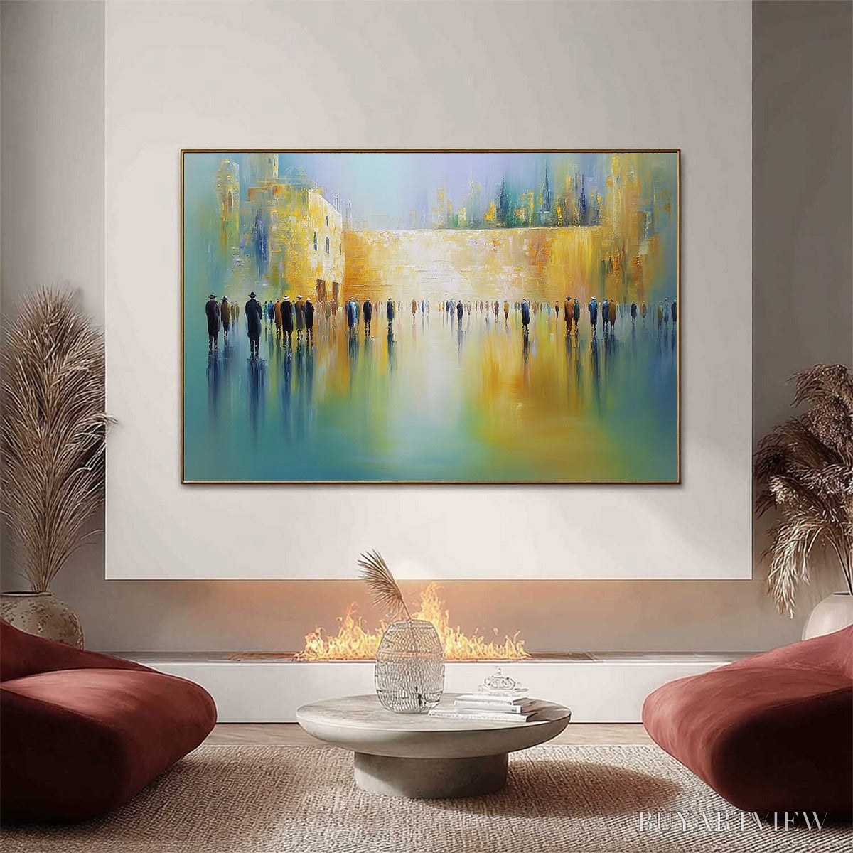 ARTOVITAS Echoes of Eternity – Large Figurative Cityscape Oil Painting of a Historic Wall - image 4