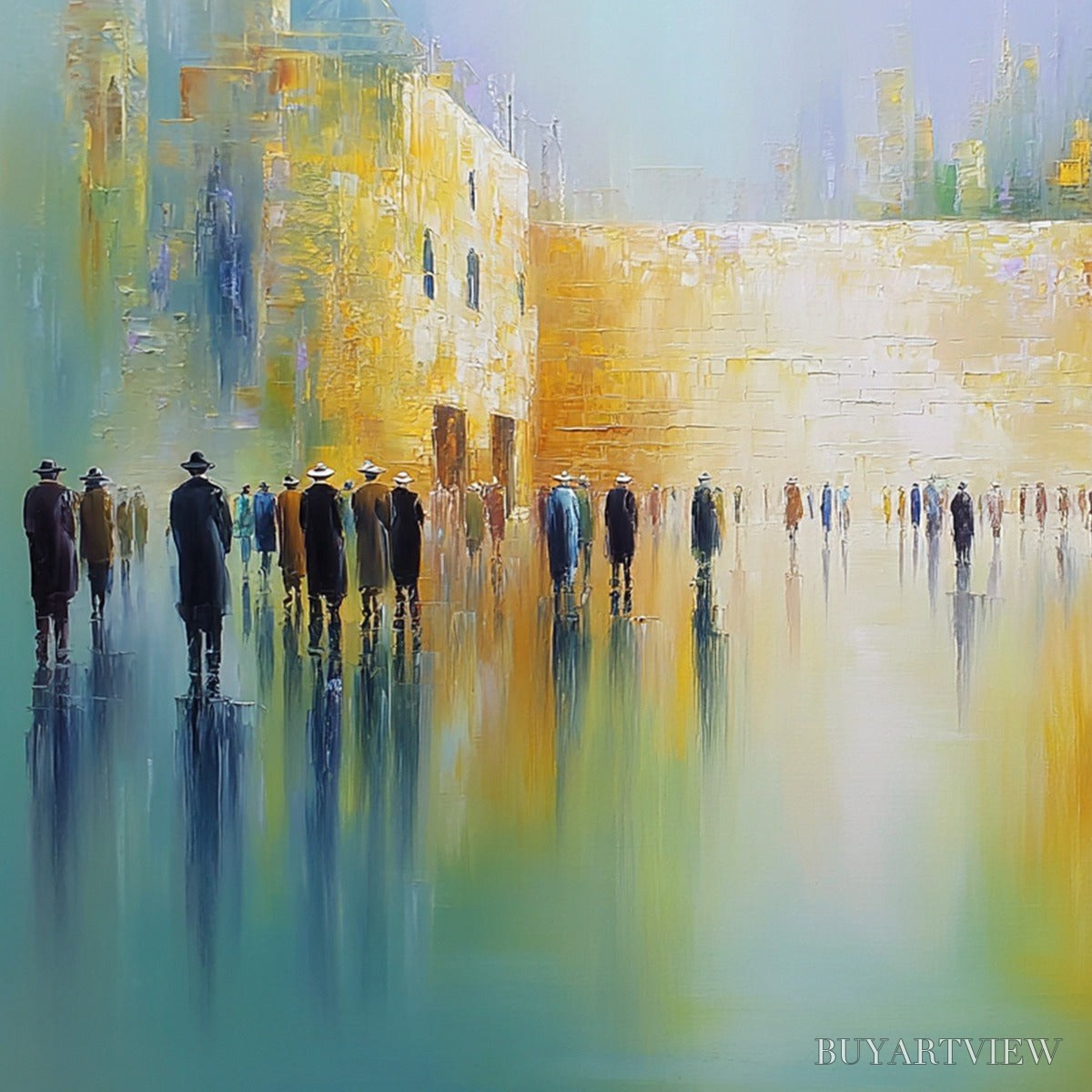 ARTOVITAS Echoes of Eternity – Large Figurative Cityscape Oil Painting of a Historic Wall - image 5