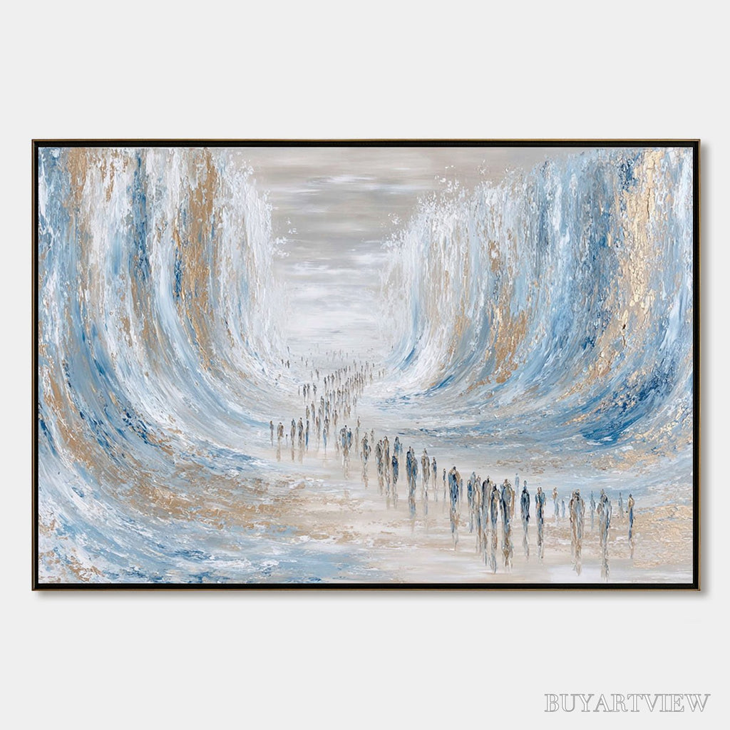 ARTOVITAS the Crossing – Large Textured Abstract Painting of a Human Journey - image 1