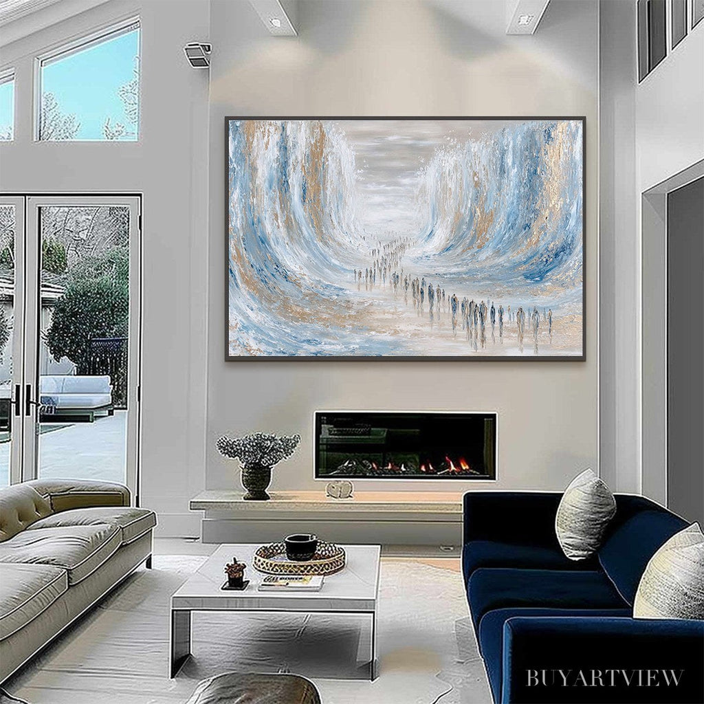 ARTOVITAS the Crossing – Large Textured Abstract Painting of a Human Journey - image 4