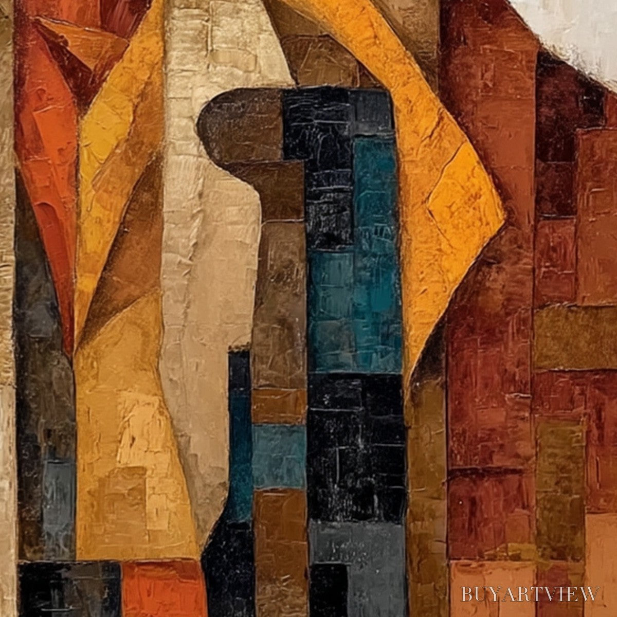 ARTOVITAS the Unison – Abstract Textured Figurative Painting of Three Men - image 5