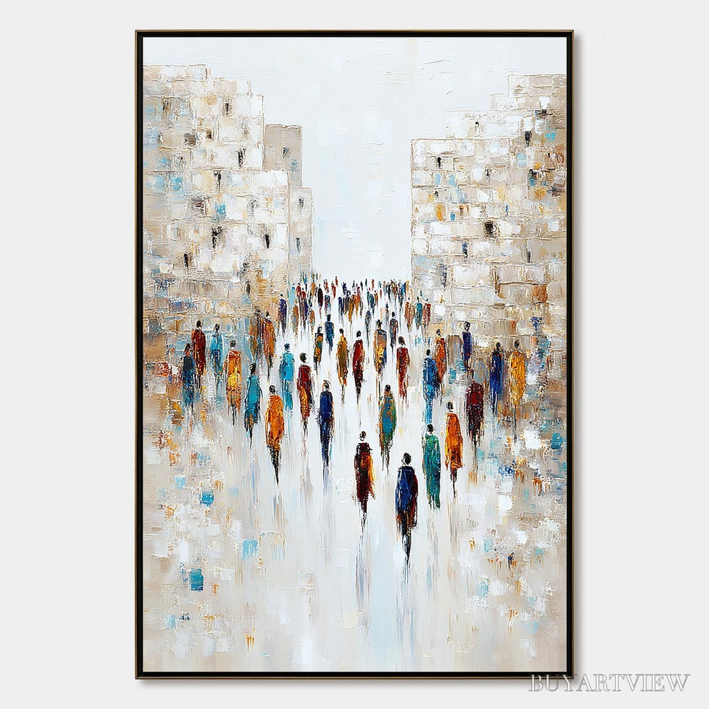 ARTOVITAS Convergence – Textured Abstract Figurative Cityscape Painting - image 1