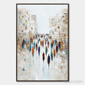 ARTOVITAS Convergence – Textured Abstract Figurative Cityscape Painting - image 1