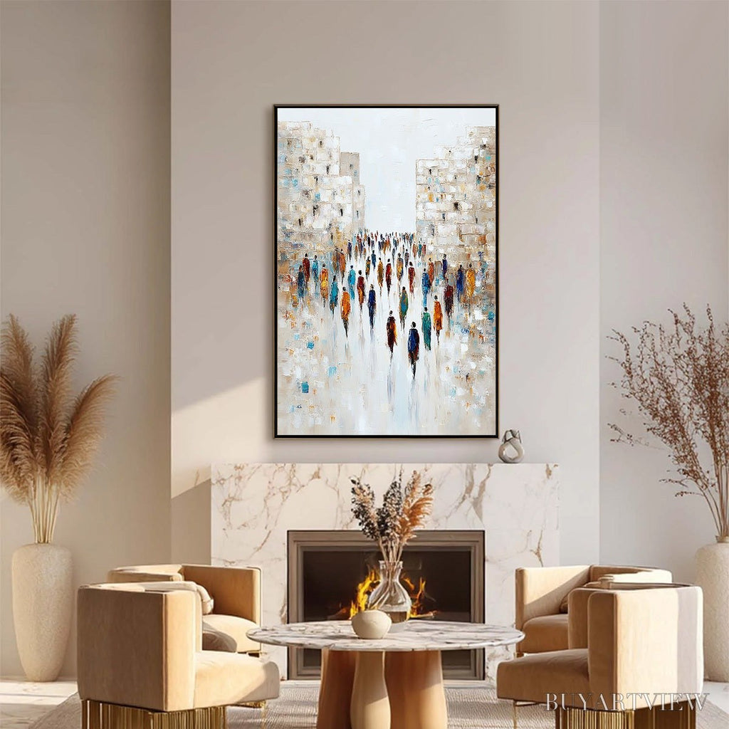 ARTOVITAS Convergence – Textured Abstract Figurative Cityscape Painting - image 2