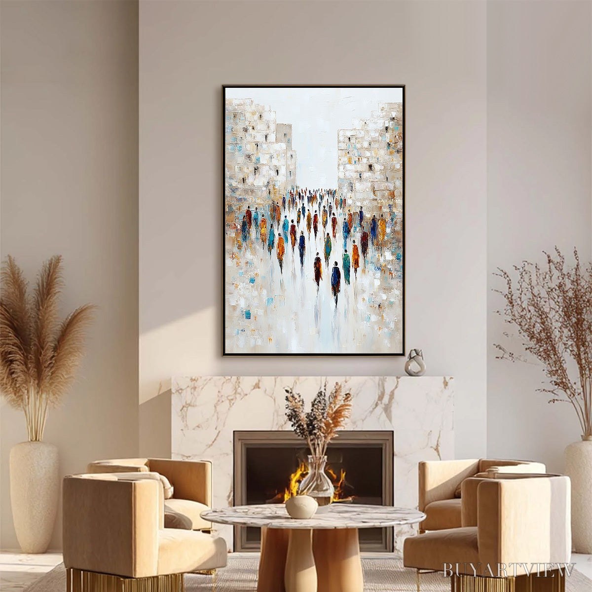ARTOVITAS Convergence – Textured Abstract Figurative Cityscape Painting - image 2