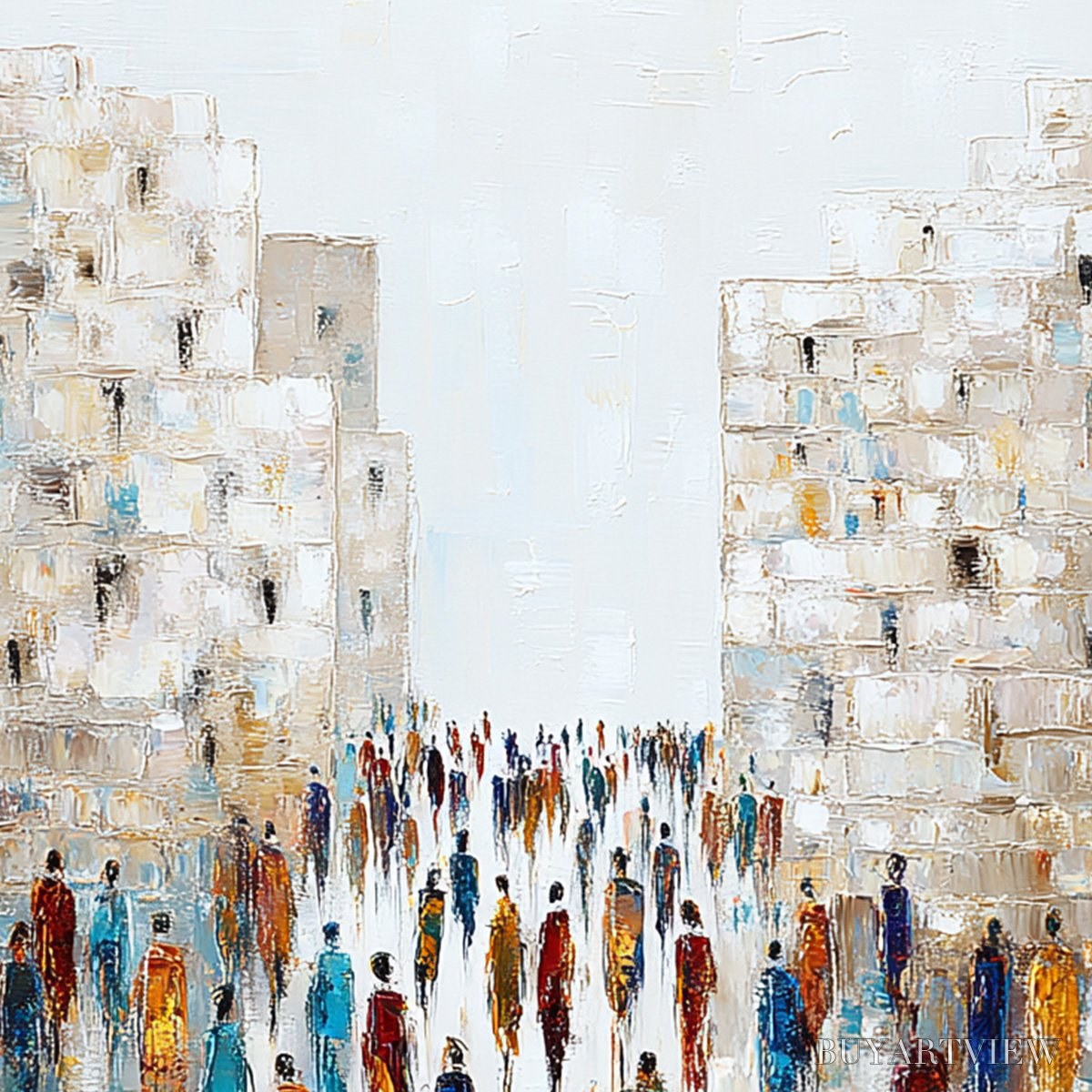 ARTOVITAS Convergence – Textured Abstract Figurative Cityscape Painting - image 3
